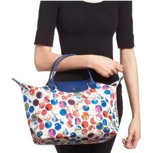 Longchamp Le Pliage Neo Fantasie Large Long Handled Blue Tote Bag